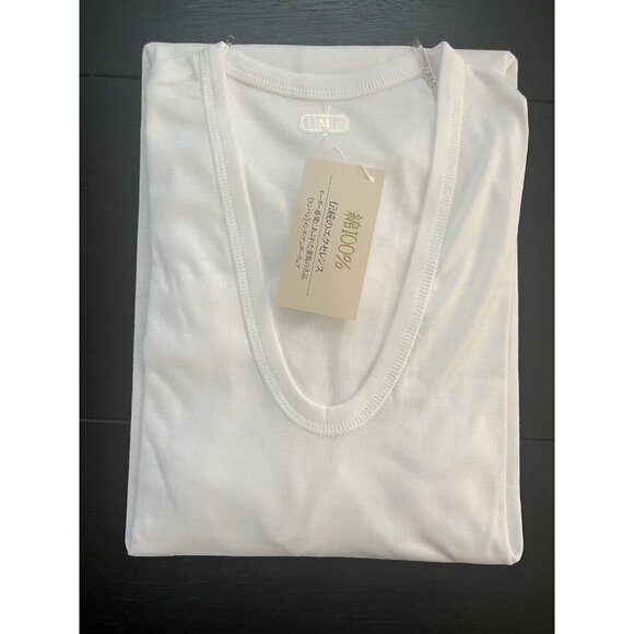 LANVIN Paris White V-neck Short Sleeve T-Shirt Japan Men Size Medium 100% Cotton - Picture 11 of 11